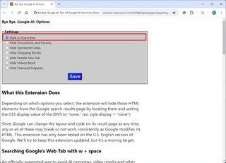 Hide AI overviews in Chrome