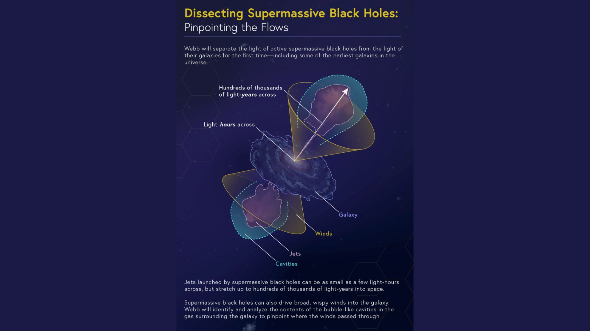 An infographic showing the different flows of an SMBH and its host system. 