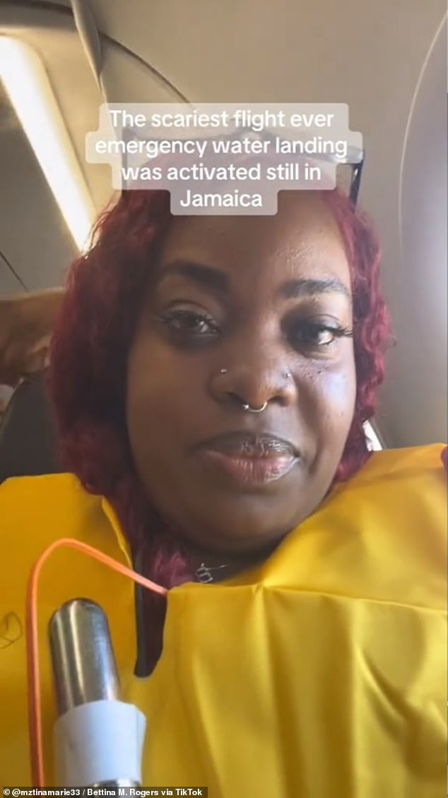 TikTok user Tina Marie shared images from the plane's cabin on Saturday