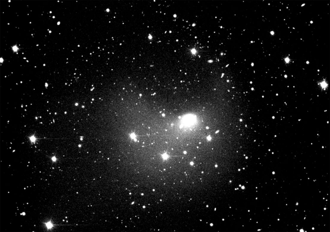 The expanding bright spot (center) is an outburst from comet 12P/Pons-Brooks that occurred a day before the Lowell Discovery Telescope in Arizona captured this October 2023 image.