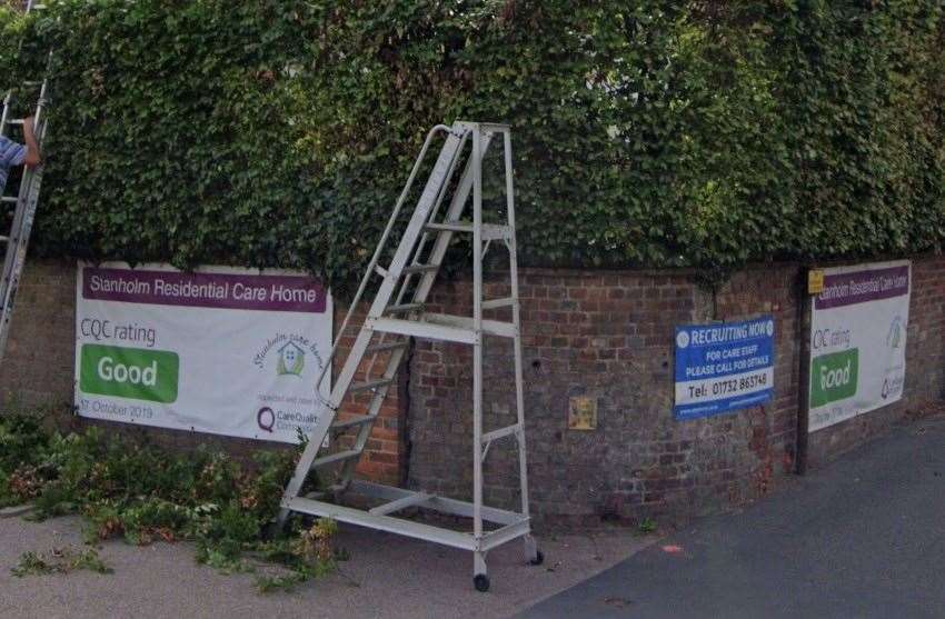 A previous inspection rated it 'Good', which was advertised outside the care home.  Image: Google