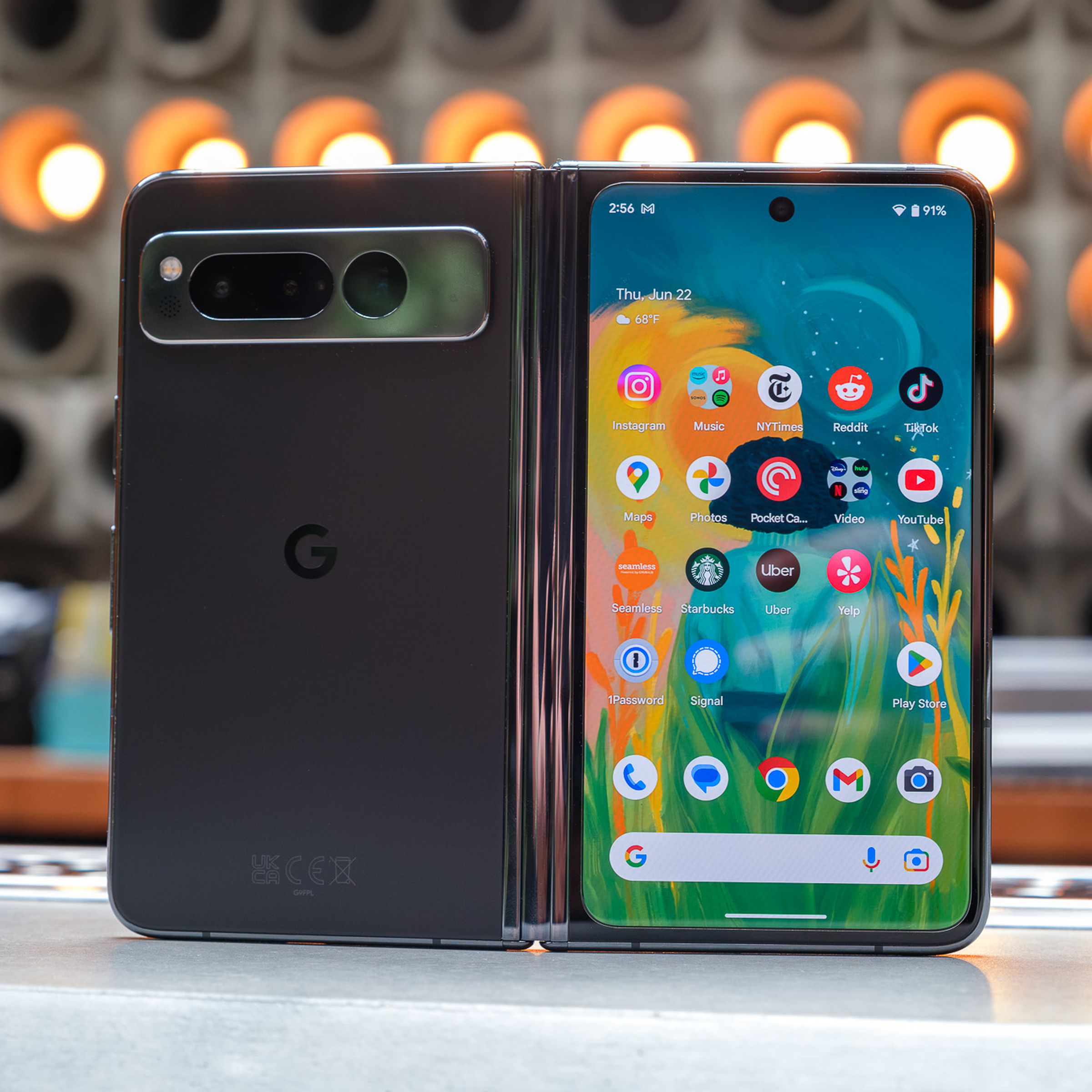 A photo of Google's Pixel Fold smartphone.