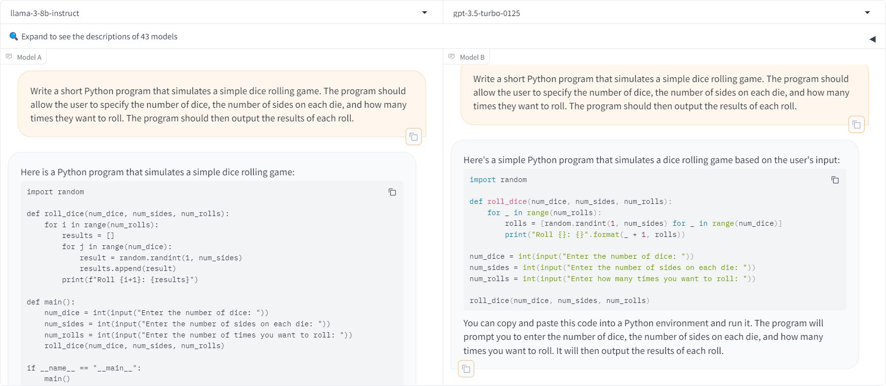 lama 3 vs chatgpt 3.5 python problem