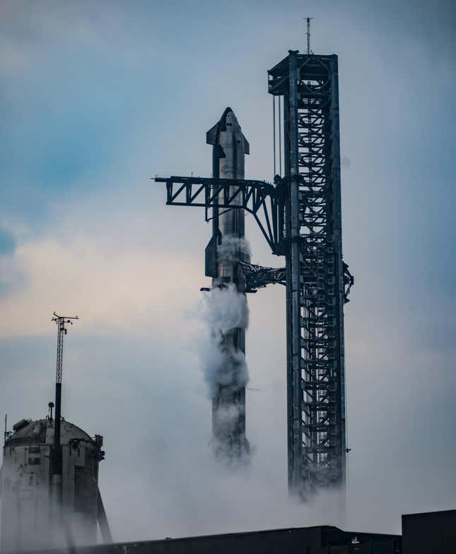 The Starship rocket at its Starbase launch site in Boca Chica, Texas.