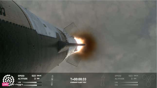 Spaceship in the immediate moments after launch.