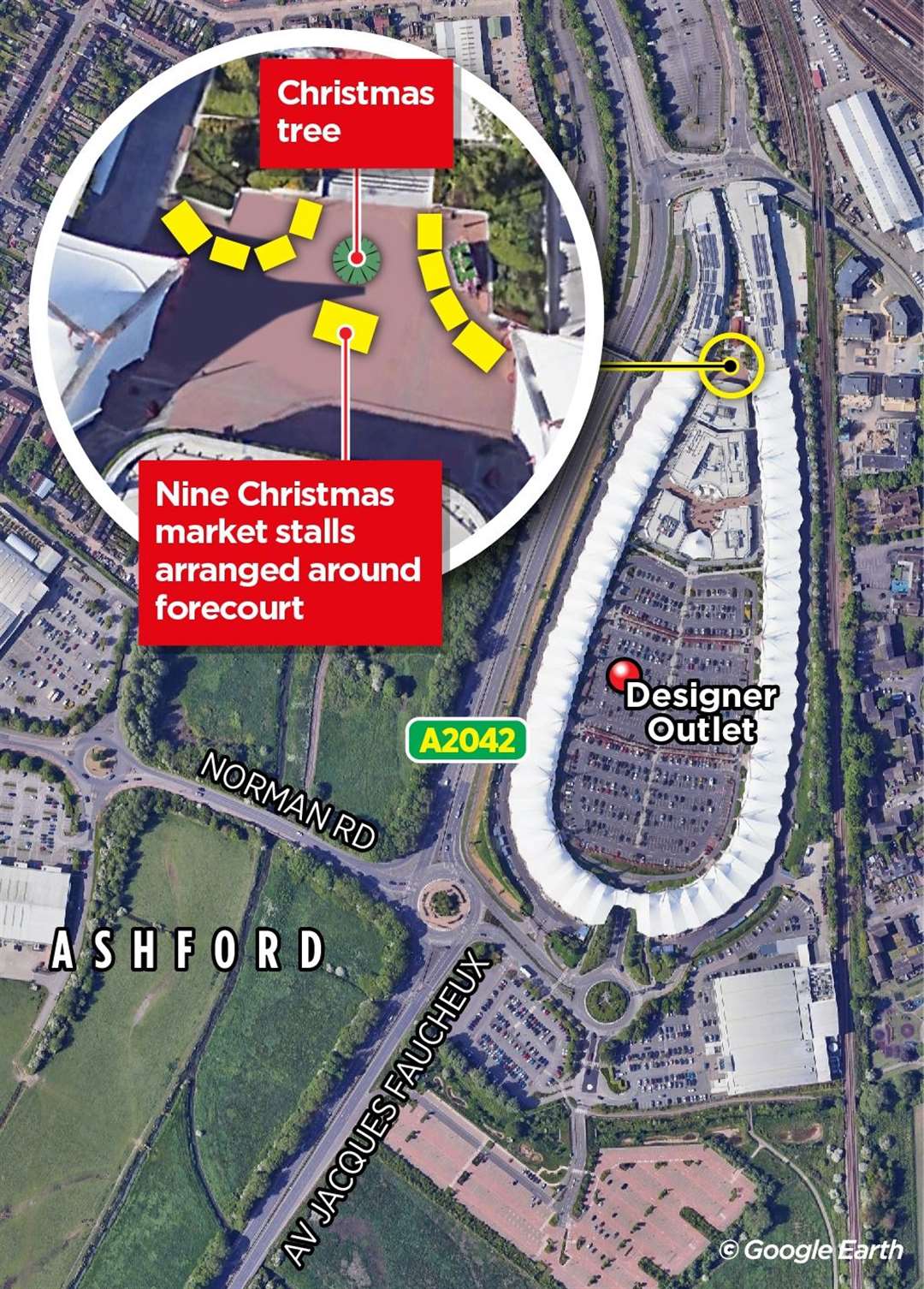 If the plans are approved, the Christmas market will be set up in the extension of the Designer Outlet