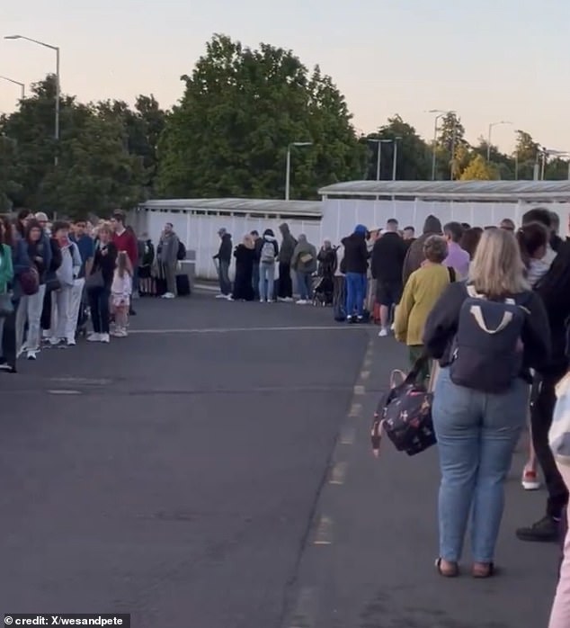 By the time the passengers who posted the video made it through security, their flight was making its final boarding