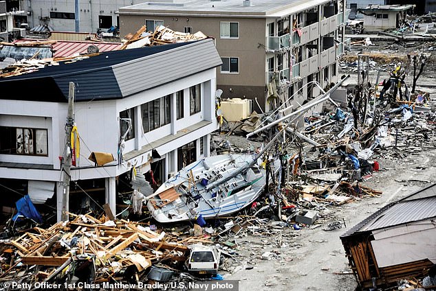 An earthquake measuring nine on the Richter scale in the northwestern US could destroy half a million homes and kill countless people.  In the photo: the aftermath of the magnitude 9.0 earthquake that struck Japan in 2011