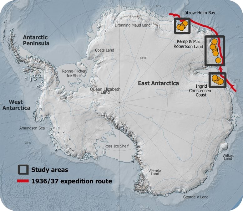 Map of the historic Antarctica expedition