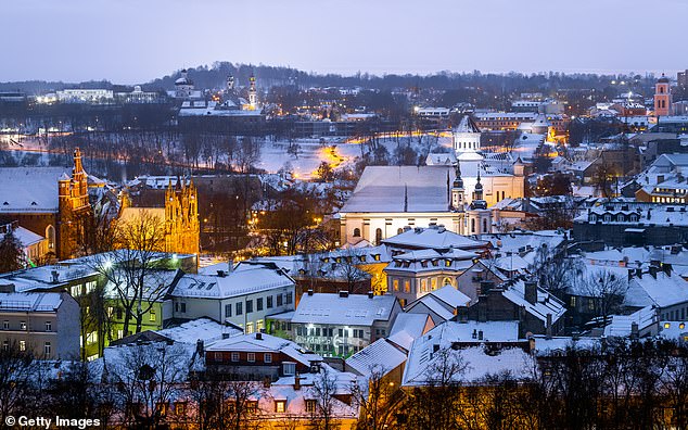 Instead of their chosen destination – Barcelona, ​​the couple woke up to find themselves landing in Lithuania – 2,100 kilometers from their Spanish destination.  Pictured: Vilnius, Lithuania (file)