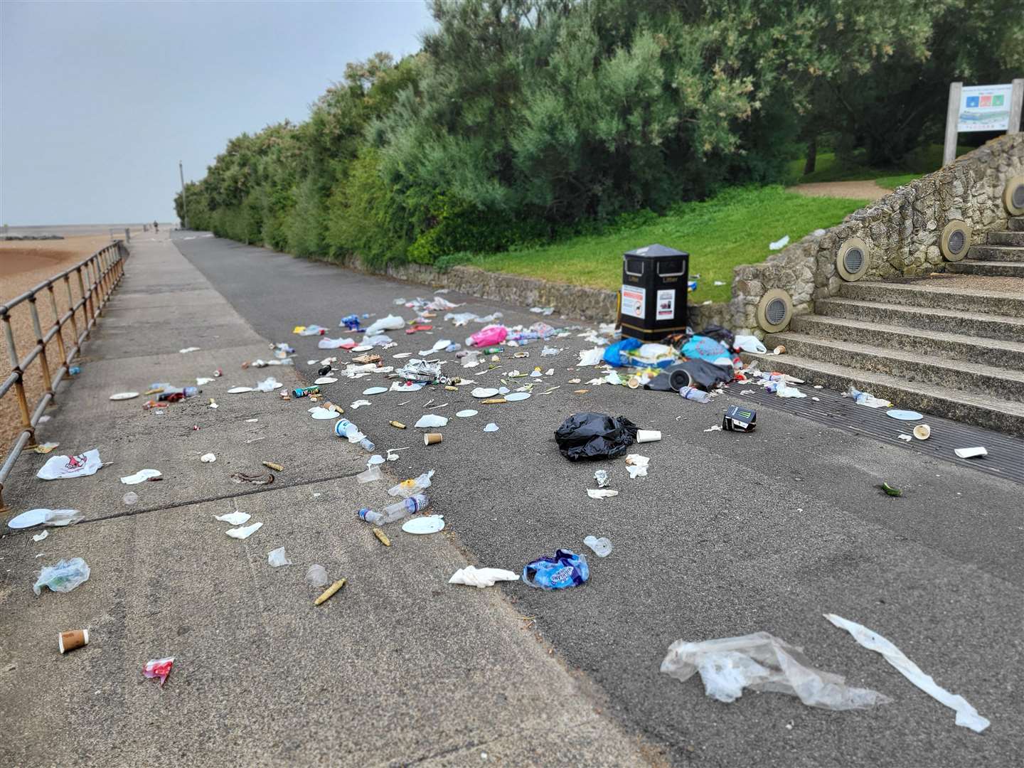 The Folkestone coast has been branded as one "bomb site" following piles of rubbish left behind after warm weather.  Photo: Liam Godfrey