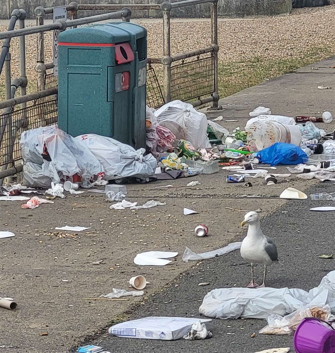 It's not the first time litter has covered pavements in Folkestone.  Photo: Liam Godfrey