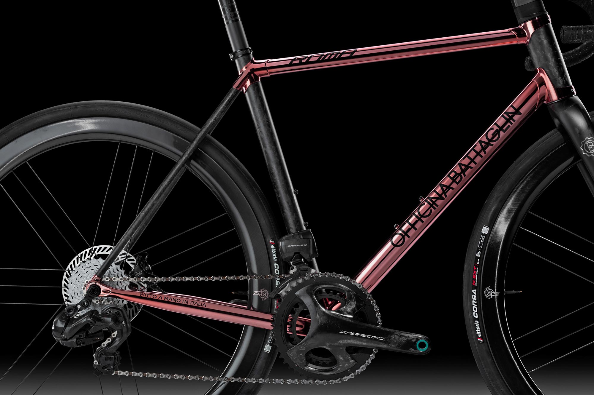 2024 Battaglin Roma allroad bike in lugged steel and bonded carbon in Rose Gold cromovelato, frameset