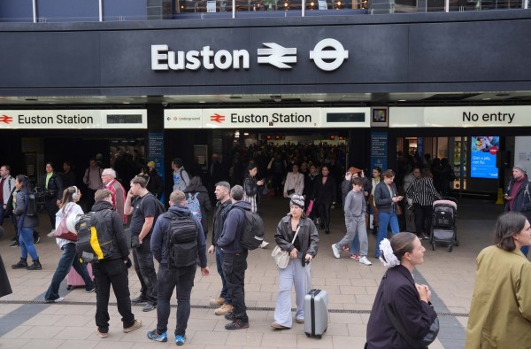 People at Euston station in London as train passengers traveling on the West Coast Main Line are experiencing serious disruption due to a signaling error at the station.  Date of photo: Tuesday, April 2, 2024. PA Photo.  See PA story RAIL Euston.  Photo credit should read: Yui Mok/PA Wire