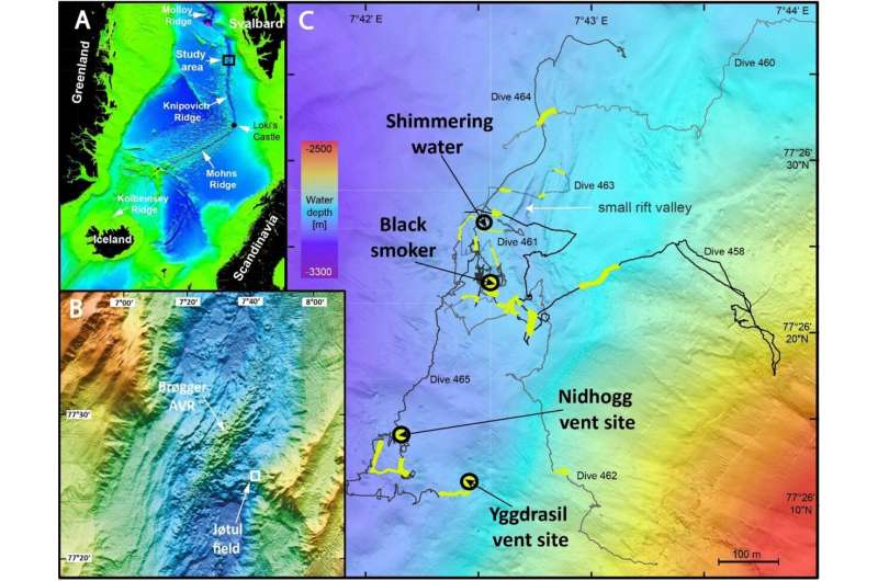 Exploring recently discovered hydrothermal vents at a depth of 3,000 meters off the coast of Spitsbergen