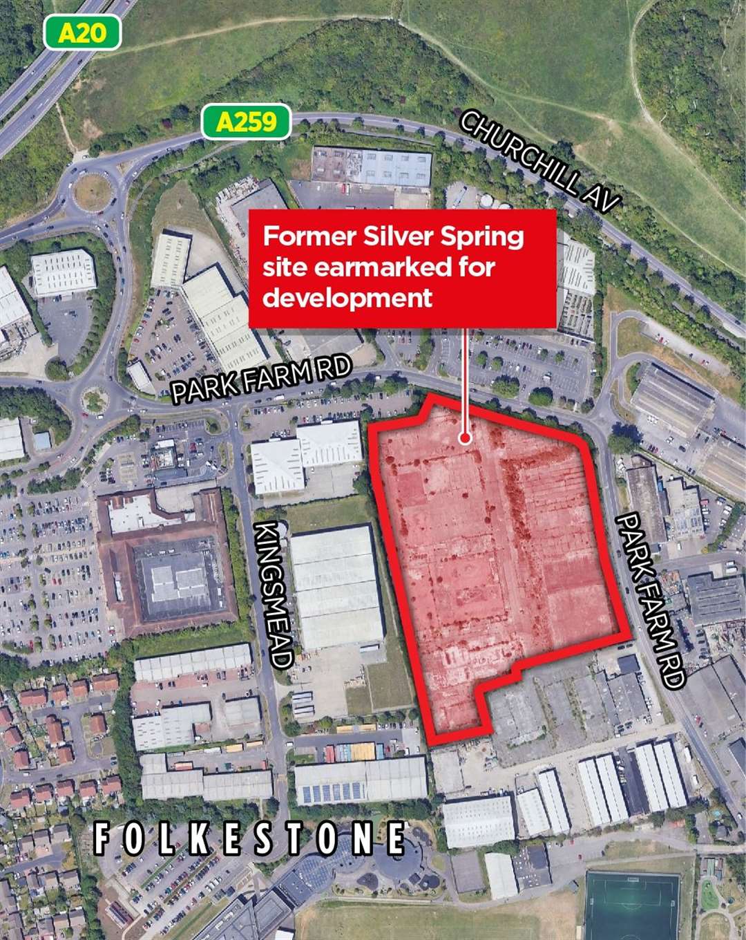 The former Silver Spring site is located on the Park Farm industrial estate in Folkestone