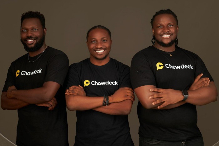 Chowdeck Co-Founders: Olumide Ojo, Chief Technology Officer, left, Lanre Yusuf, Head of Operations, and Femi Aluko, Chief Executive