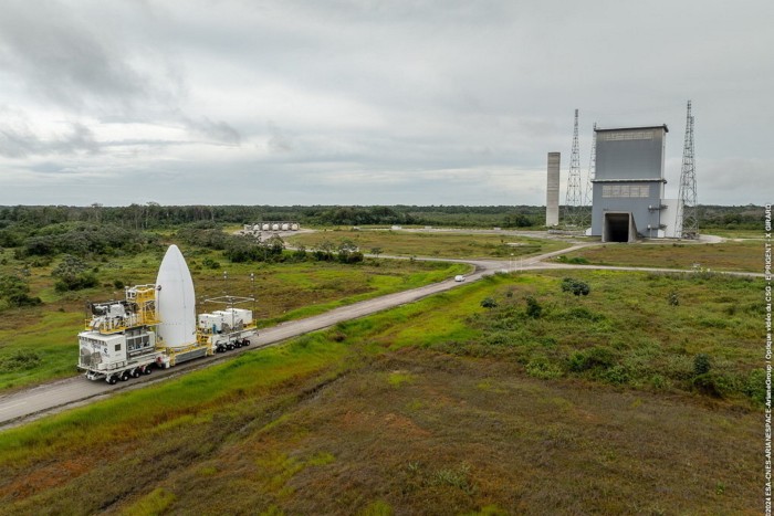 A section of a rocket is positioned