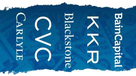 A montage of the Carlyle, CVC, Blackstone, KKR and Bain Capital logos