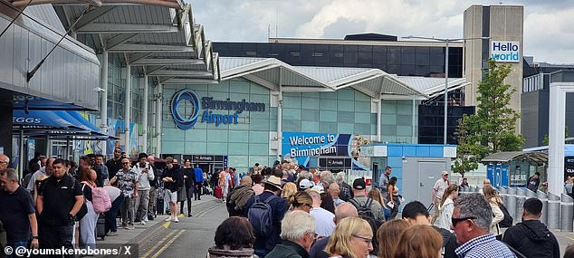 Frustrated passengers face hours-long queues as they fight their way through airport security