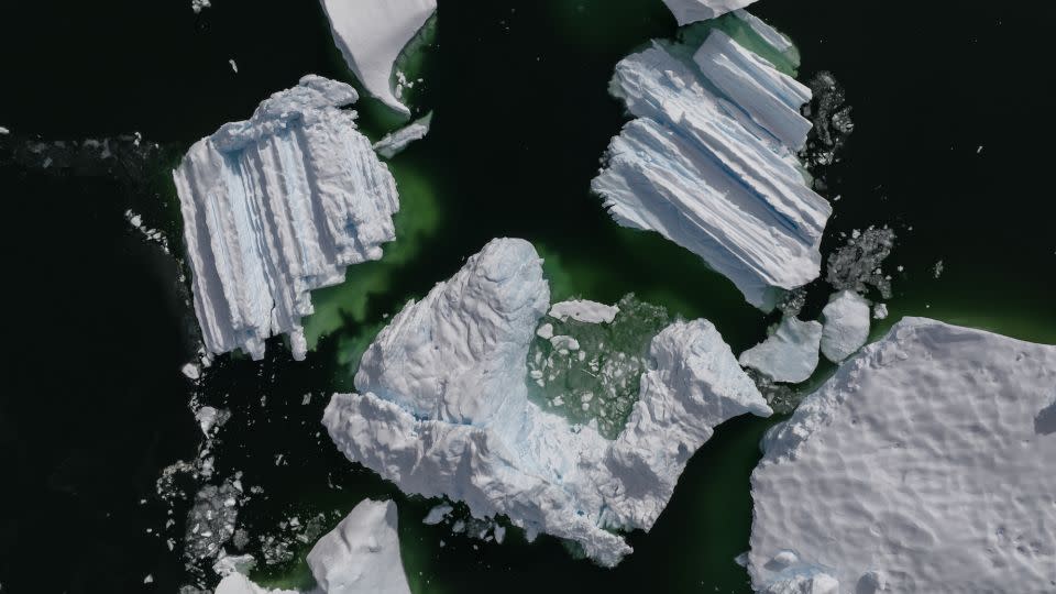 Icebergs in Antarctica on February 8, 2024. A raft of studies have looked at the vulnerability of this vast continent to the effects of the climate crisis.  -Sebnem Coskun/Anadolu/Getty Images