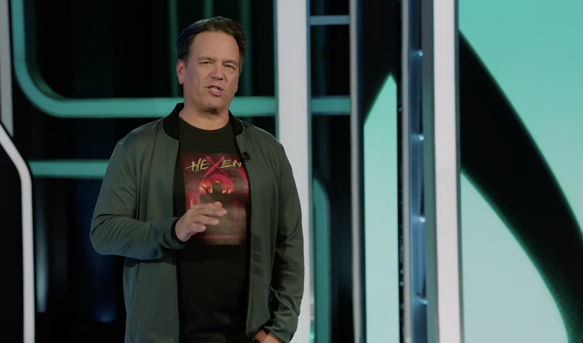 Phil Spencer wears a T-shirt with the Hexen box art at the Xbox Games Showcase 2023.