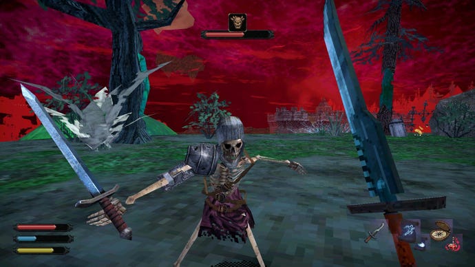 In Dread Delusion the player is attacked by a skeleton.