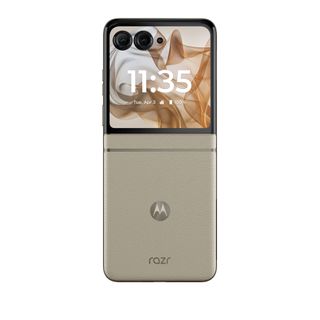 The Motorola Razr 2024 in beach sand