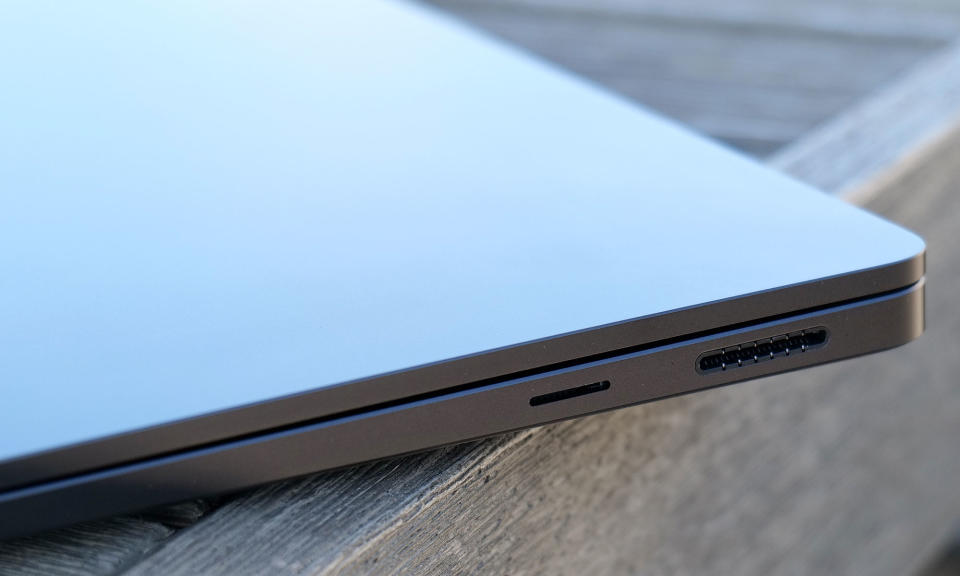 On the right side of the Surface Laptop 7 are Microsoft's magnetic Surface Connect port and a microSD card reader. 