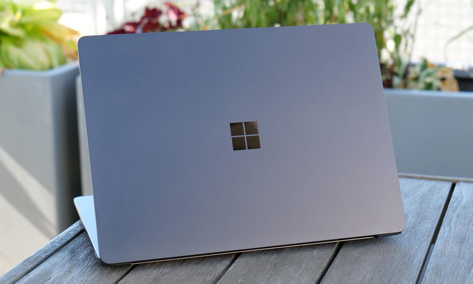 The Surface Laptop 7 has a sleek chassis made of recycled aluminum. 