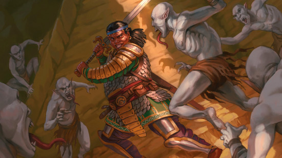 DnD Missions of the Infinite Staircase art of a warrior fending off ghosts