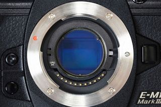 Close-up of the OM System E-M1 Mark III Astro camera with BMF-LPC 01 filter