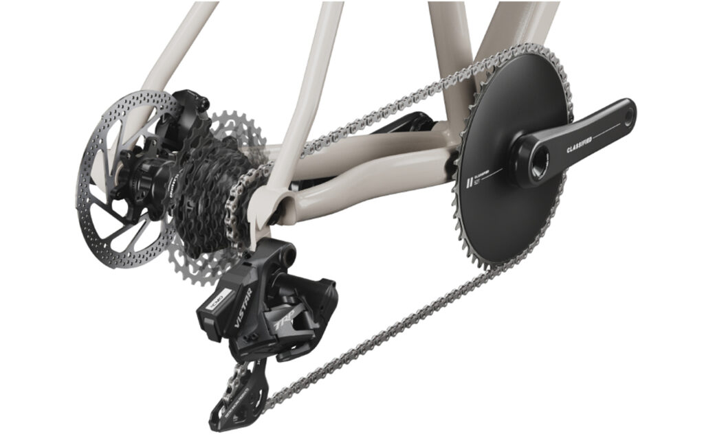 The image shows the Vistar groupset with 1X aero Classified chainring and crankset. 