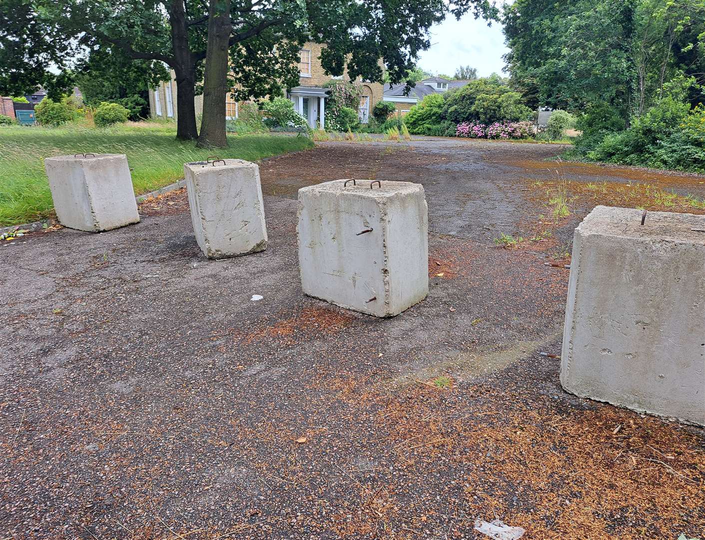 Concrete blocks block access to former Hadlow Manor Hotel