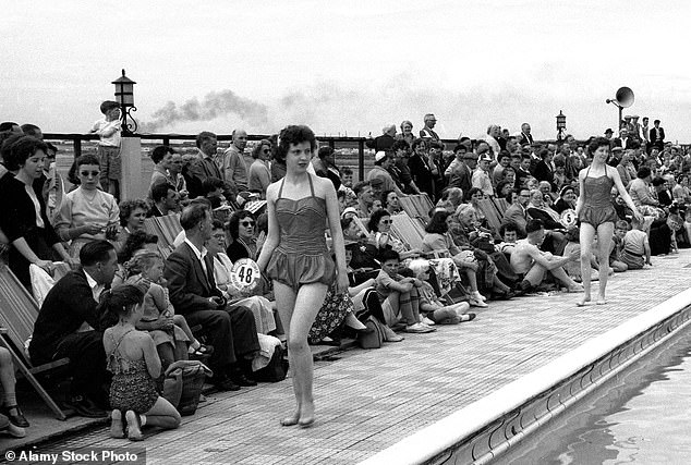 People watch a beauty pageant at Middleton Tower Holiday Camp near Morecambe in the 1950s. The Pontins site closed in 1993