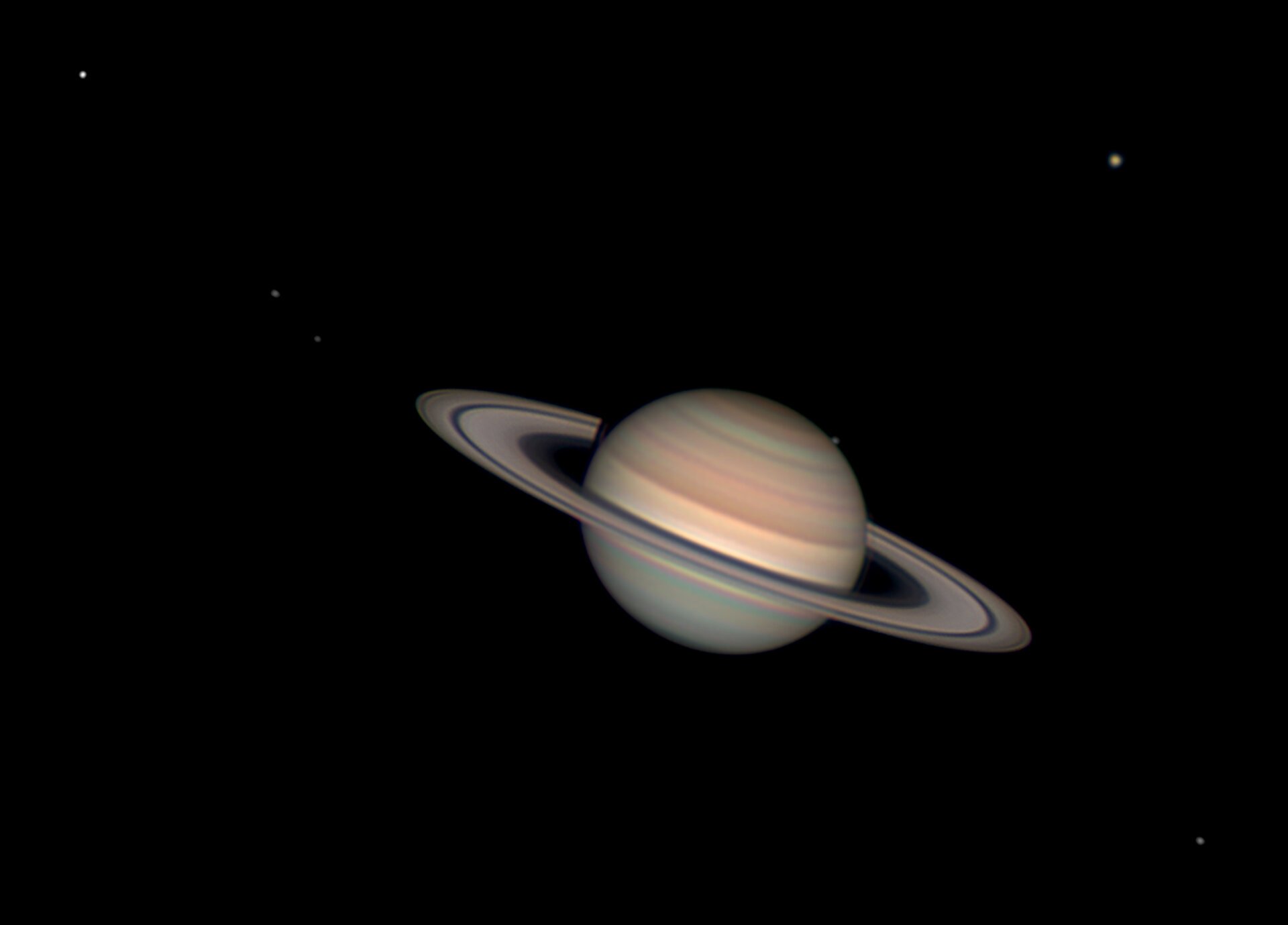 Saturn with six moons