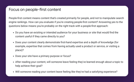 Focus on content that puts people first