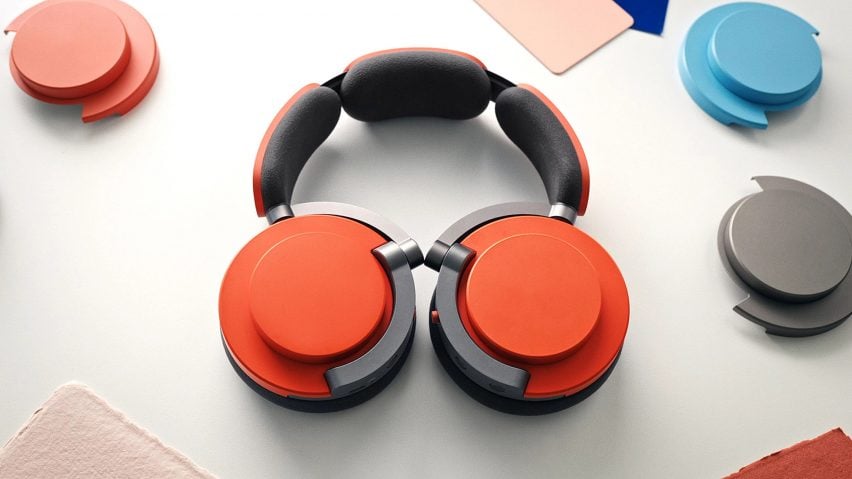 Orange noise cancelling headphones