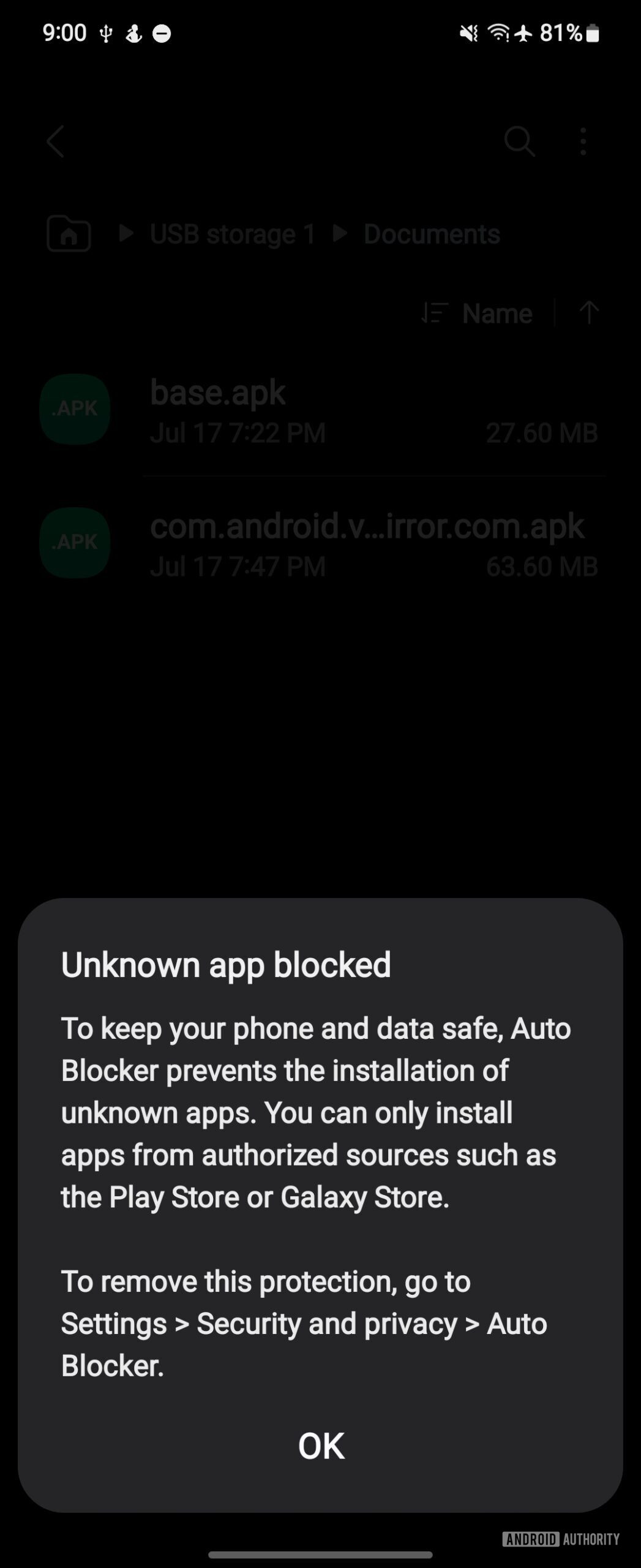 One unknown app from UI 6.1.1 blocked