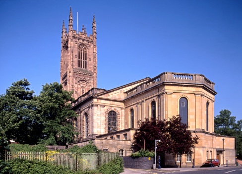 An exterior view of All Saints' Cathedral in Derby