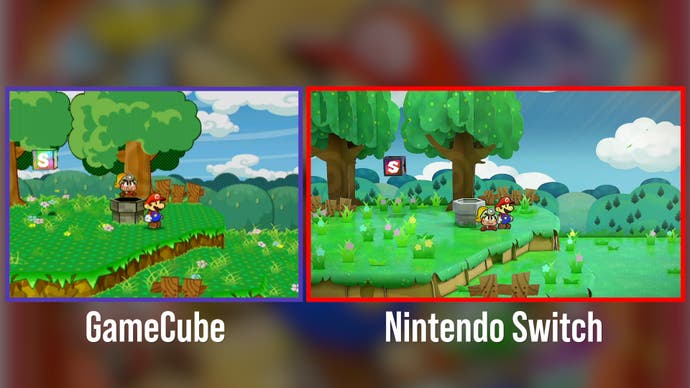 paper Mario: the millennial door screen in which the switch and the gamecube are compared to a landscape