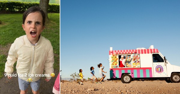 Marnie, eight, was shocked by the price of two screwballs in Burnley (Main photo, stock photo by Getty, inset, TikTok/@karislambert)