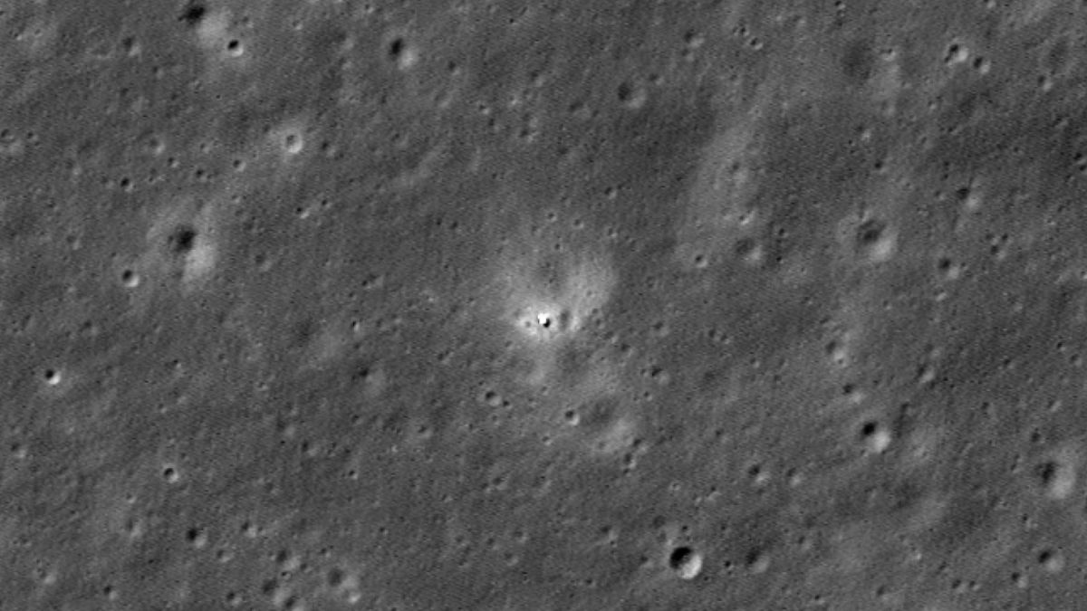 a chinese spacecraft is seen as a small white spot on the moon