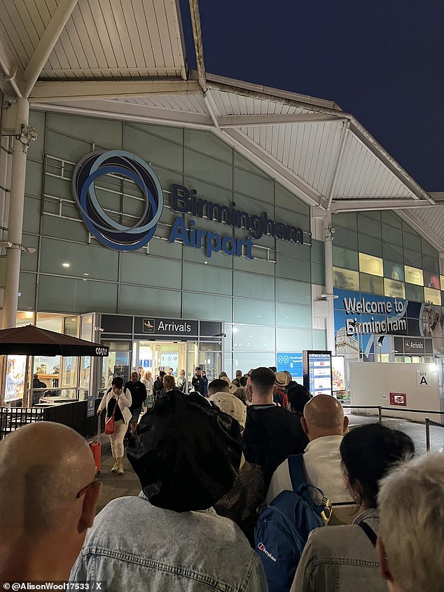 Airlines today told holidaymakers to show up at Birmingham Airport three hours early for their flights as huge queues continue to cause chaos