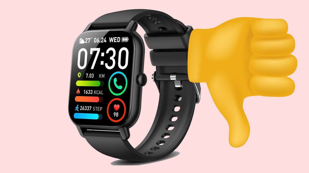 AcclaFit Smartwatch with a thumbs down emoji